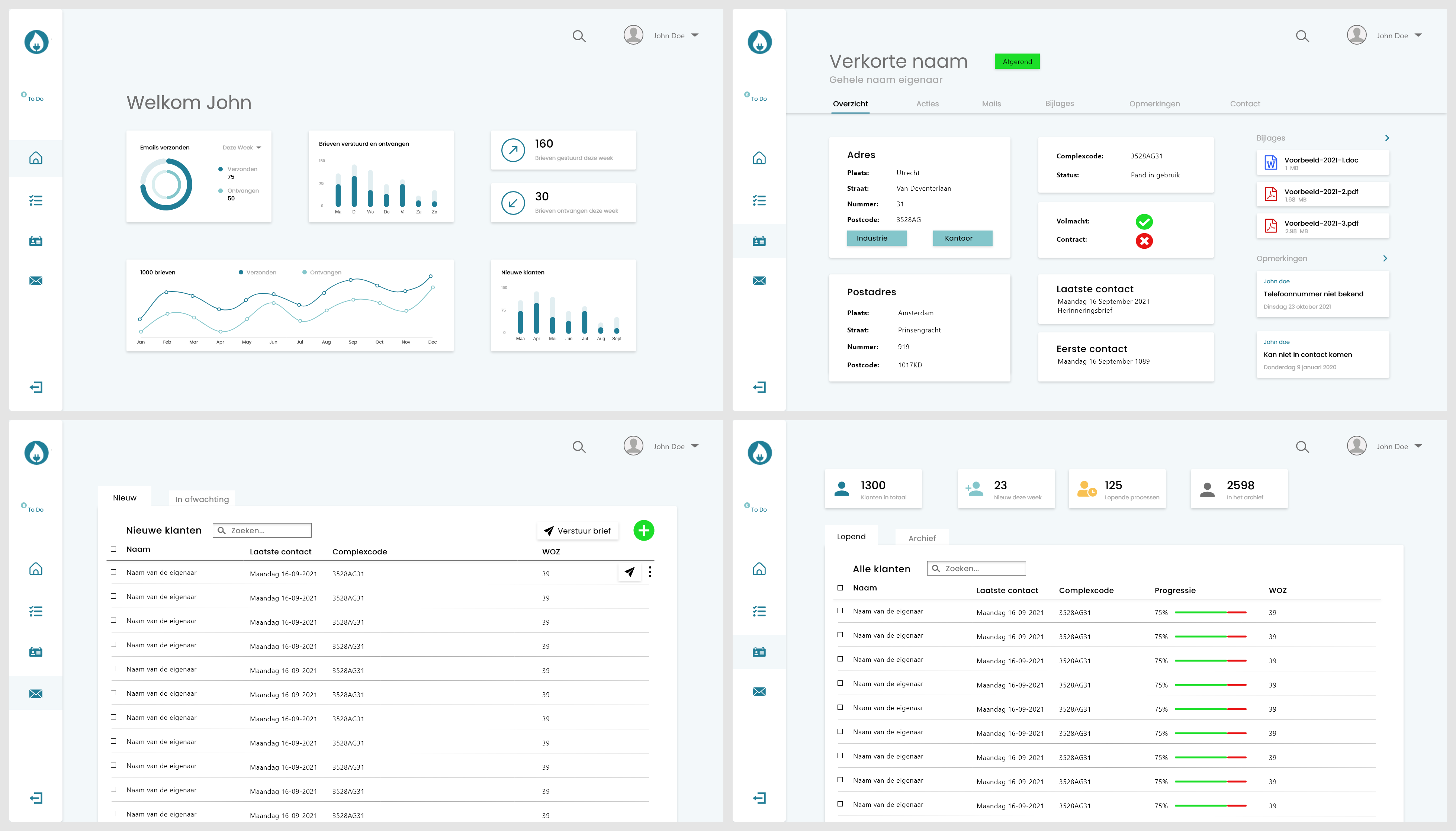 Screenshot of the main screen of energiebelastingteruggaaf's CRM